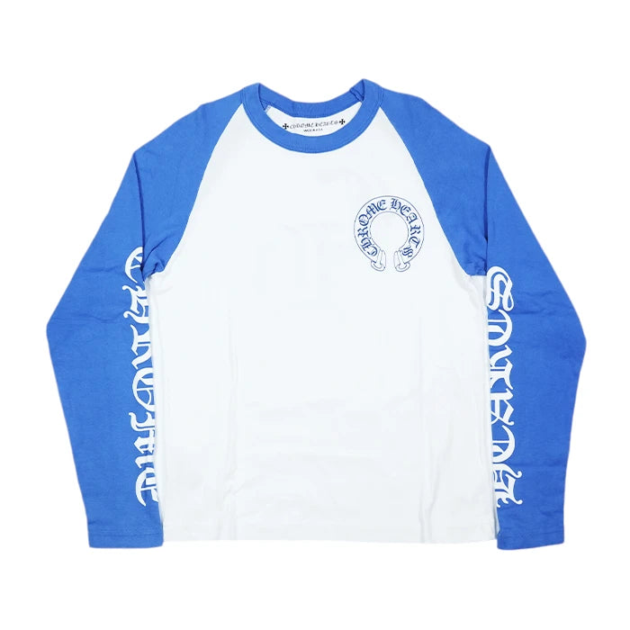 クロムハーツCH ラグラン ロンTシャツ ブルー×ホワイト CHROME HEARTS