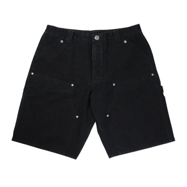 バックポケットセメタリークロスパッチ付き【ダブルニーカーペンターハーフデニムパンツ】【ブラック】SIZE:36