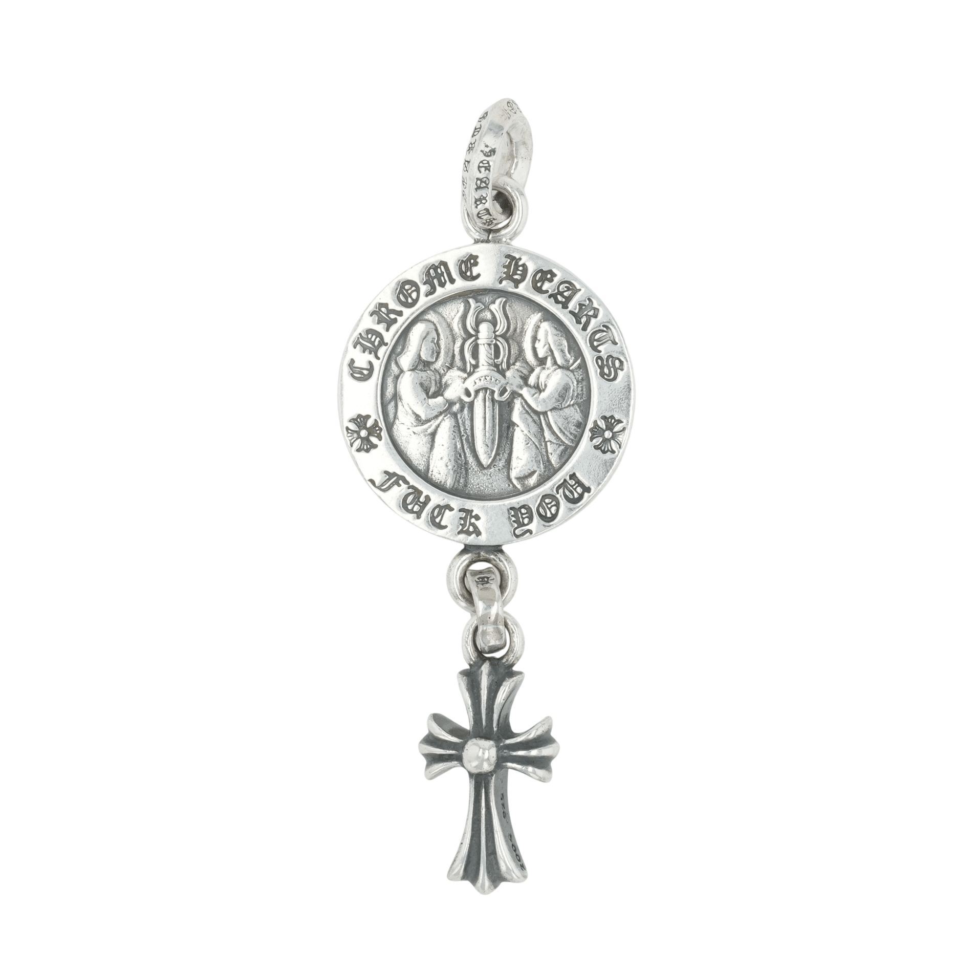 ANGEL MEDALwCRS BBYFAT/シルバーネックレストップ エンジェルメダルwベイビーファットクロス ANGEL MEDALwCRS BBYFAT