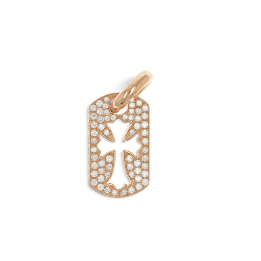 22K タイニーカットアウトクロス ドッグタグ PAVE DIA TINY CO CROSS DOG TAG 【ゴールドネックレストップ チャーム パヴェ ダイヤモンド】