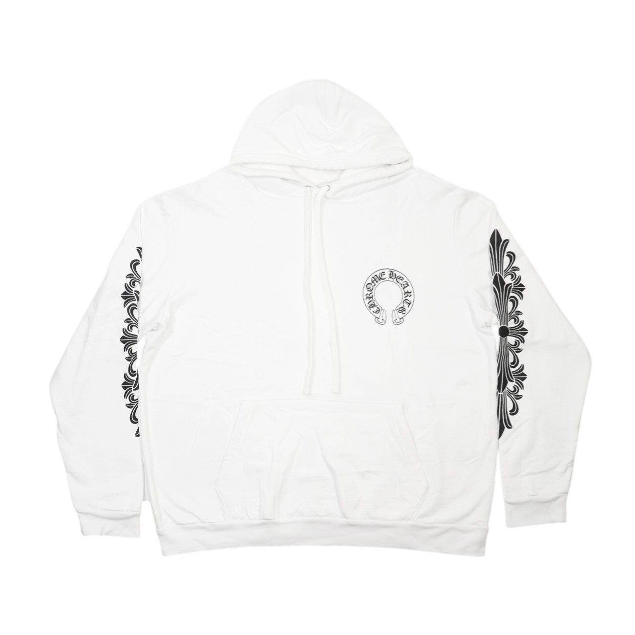 新品SWTSHRT HD PLVR 袖フローラルバックホースシュープリントプルオーバーパーカー XL