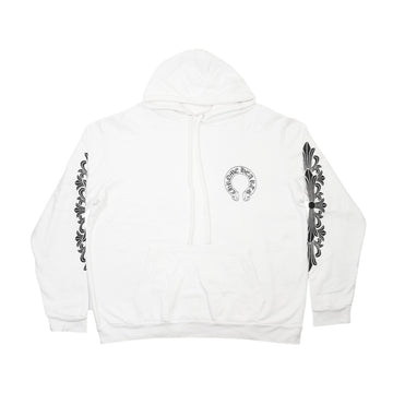 新品SWTSHRT HD PLVR 袖フローラルバックホースシュープリントプルオーバーパーカー XL