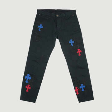 クロスパッチ付きチノパンツ CROSS PATCH CHINO 【コットンチノパンツ】【ネイビー×ブルー×レッド】 SIZE:34 ※裾直し