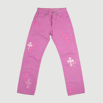×リーバイス 501 LEVI'S U VNTG JEAN 【クロスパッチ付きデニムパンツ】【ピンク】SIZE:25
