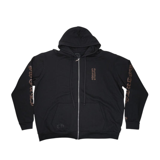 オンライン限定グリッタープリント【ジップパーカー】【ブラック×ブラウン】【新品】 SIZE:XXL