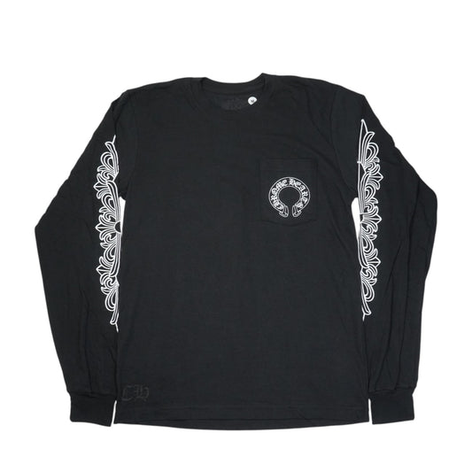 袖フローラルホースシューバックプリント 【カットソー】【ブラック】【新品】 SIZE:M