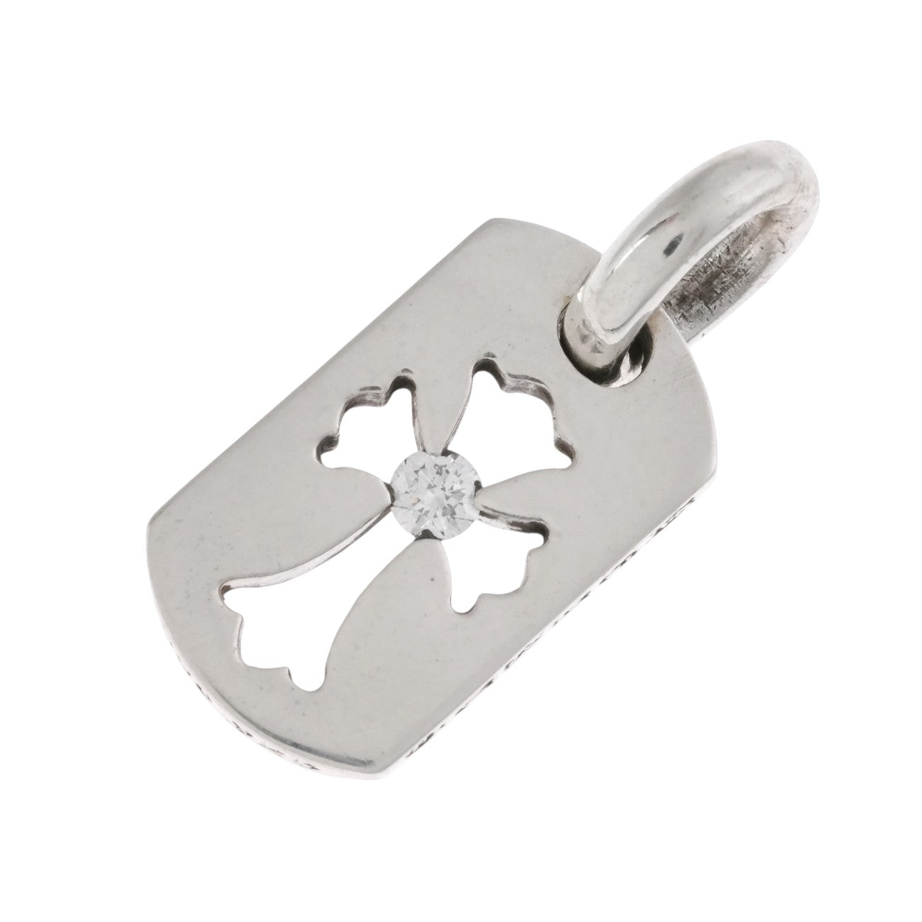 タイニーカットアウトクロス ドッグタグ 1P DIA TINY CO CROSS DOG TAG 【シルバーネックレストップ チャーム ダイヤモンド】