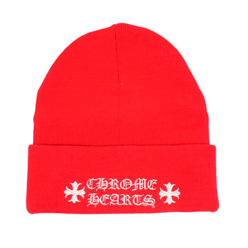 ロゴ刺繍 【ニット帽/ビーニー/WATCH CAP】【レッド】【新品】 SIZE:ONE