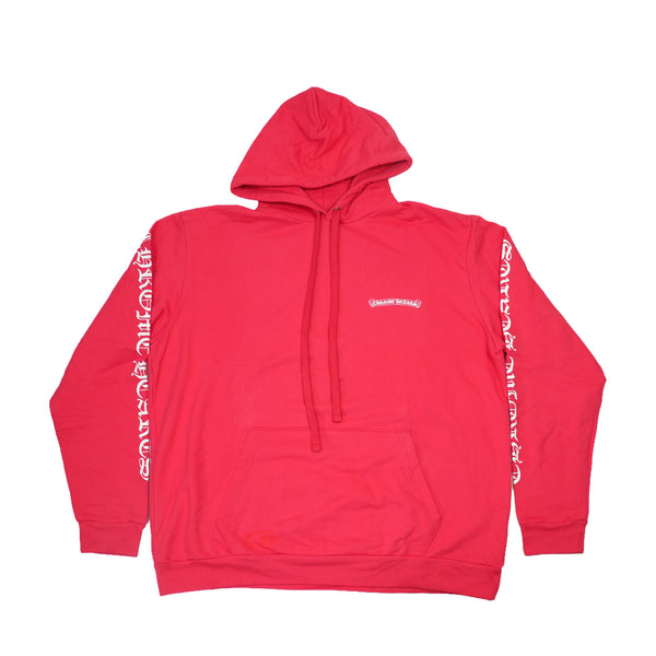 オンライン限定スクロールラベルバックプリント 【パーカー】【レッド】SIZE:XL ※色褪せ