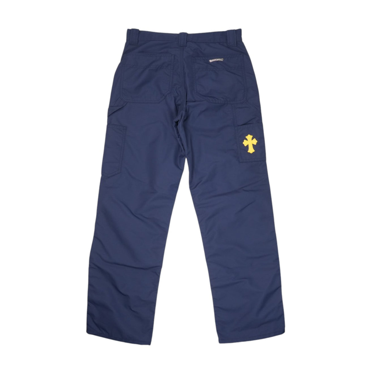 ナイロン/レザー切替カーペンター NYRON CARPENTER クロスボールボタン【ロングパンツ】【ブラック×ネイビー】SIZE:29