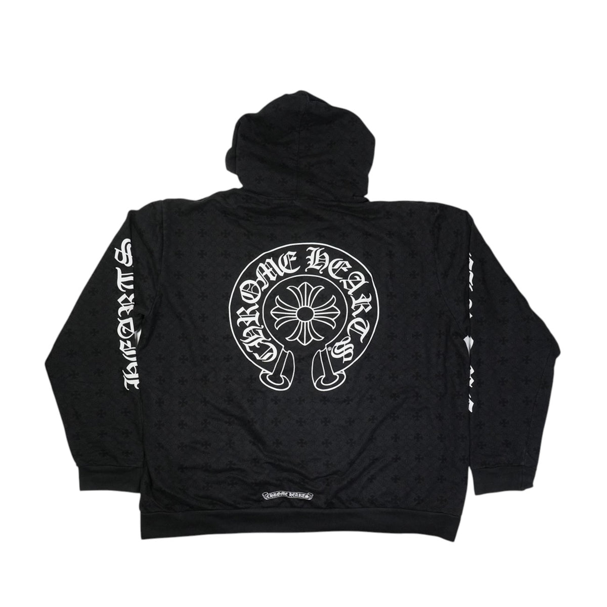 ホースシュー袖プリント 【パーカー】【ブラック】 SIZE:XL