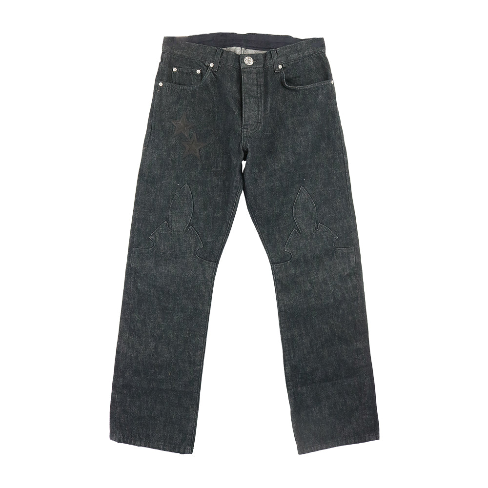 JEAN SL FLEURKNEE スターパッチ付きデニムパンツ 34