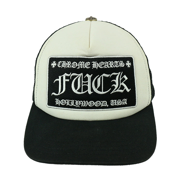 TRUCKER CAP トラッカーキャップ FUCKパッチクロスボール付きメッシュキャップ