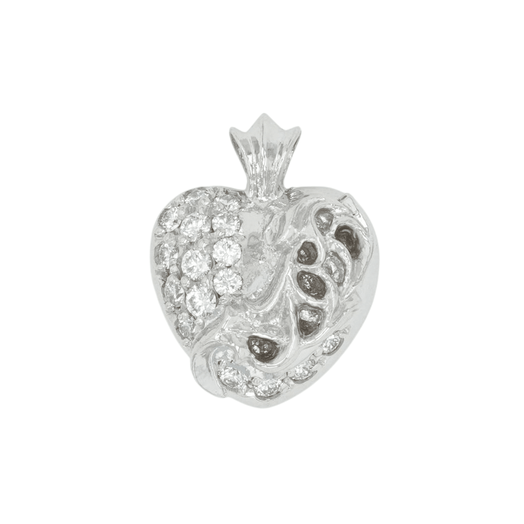 18K ハート PAVE DIA HEART 【ホワイトゴールドネックレストップ ペンダント パヴェ ダイヤモンド】