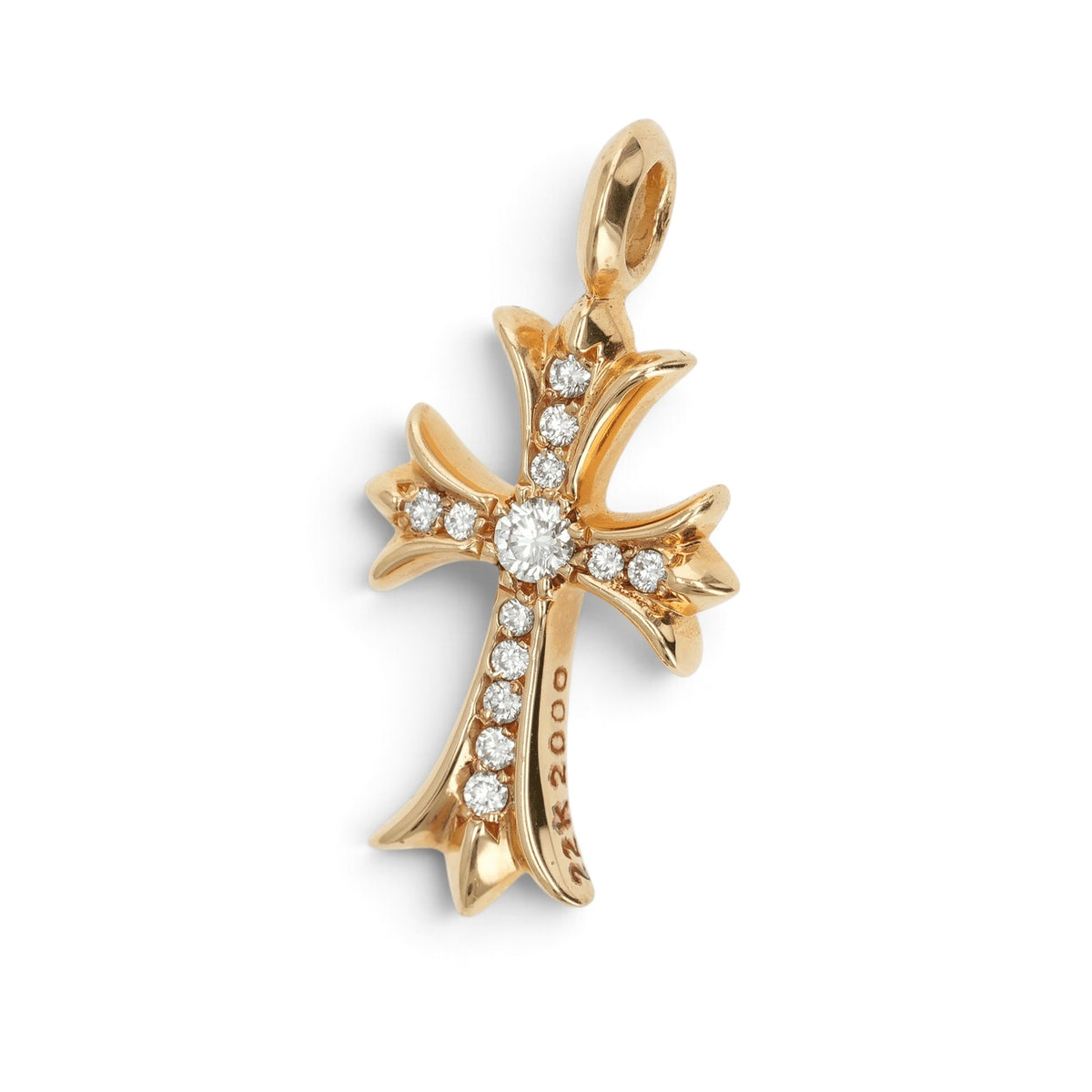 22K タイニーファットクロス PAVE DIA CRS F TINY 【ゴールドネックレストップ チャーム パヴェ ダイヤモンド】