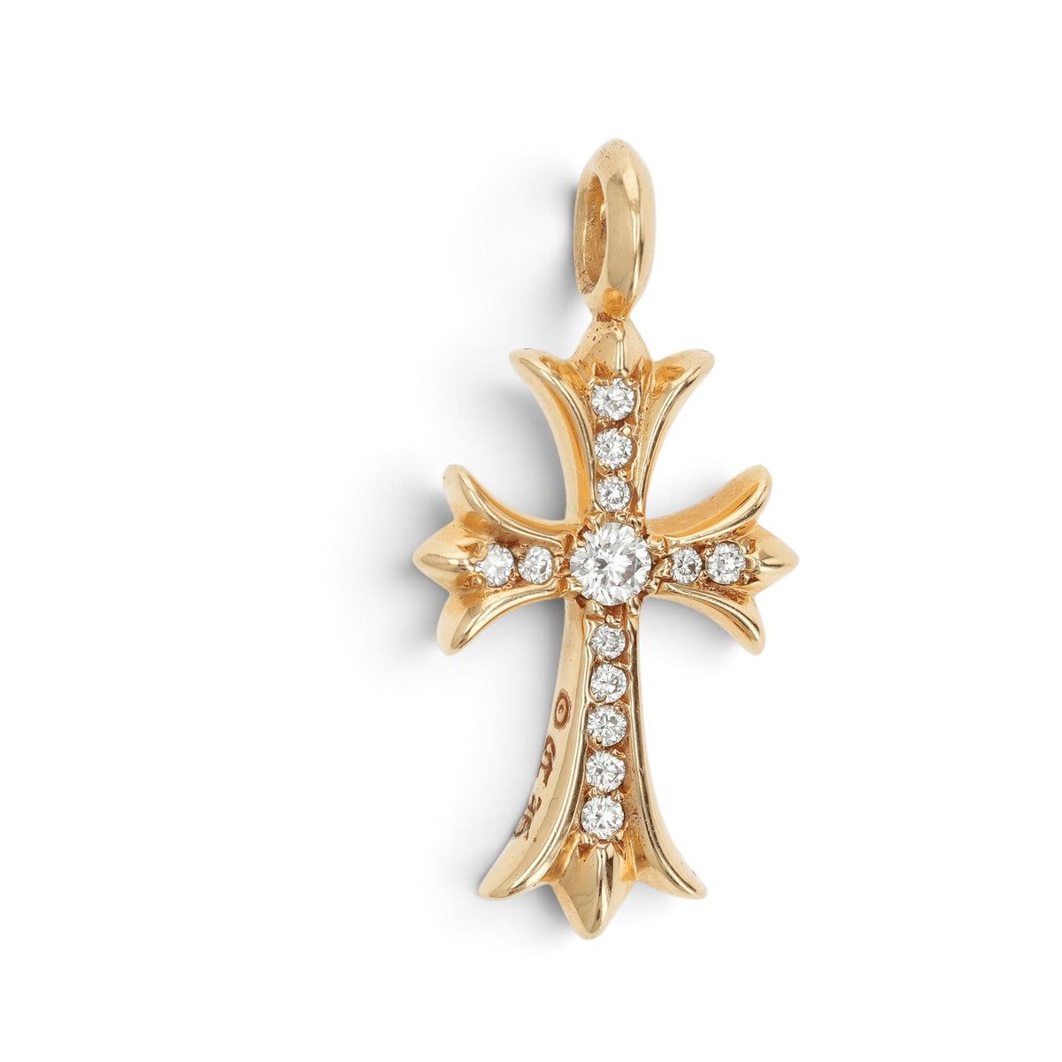 22K タイニーファットクロス PAVE DIA CRS F TINY 【ゴールドネックレストップ チャーム パヴェ ダイヤモンド】