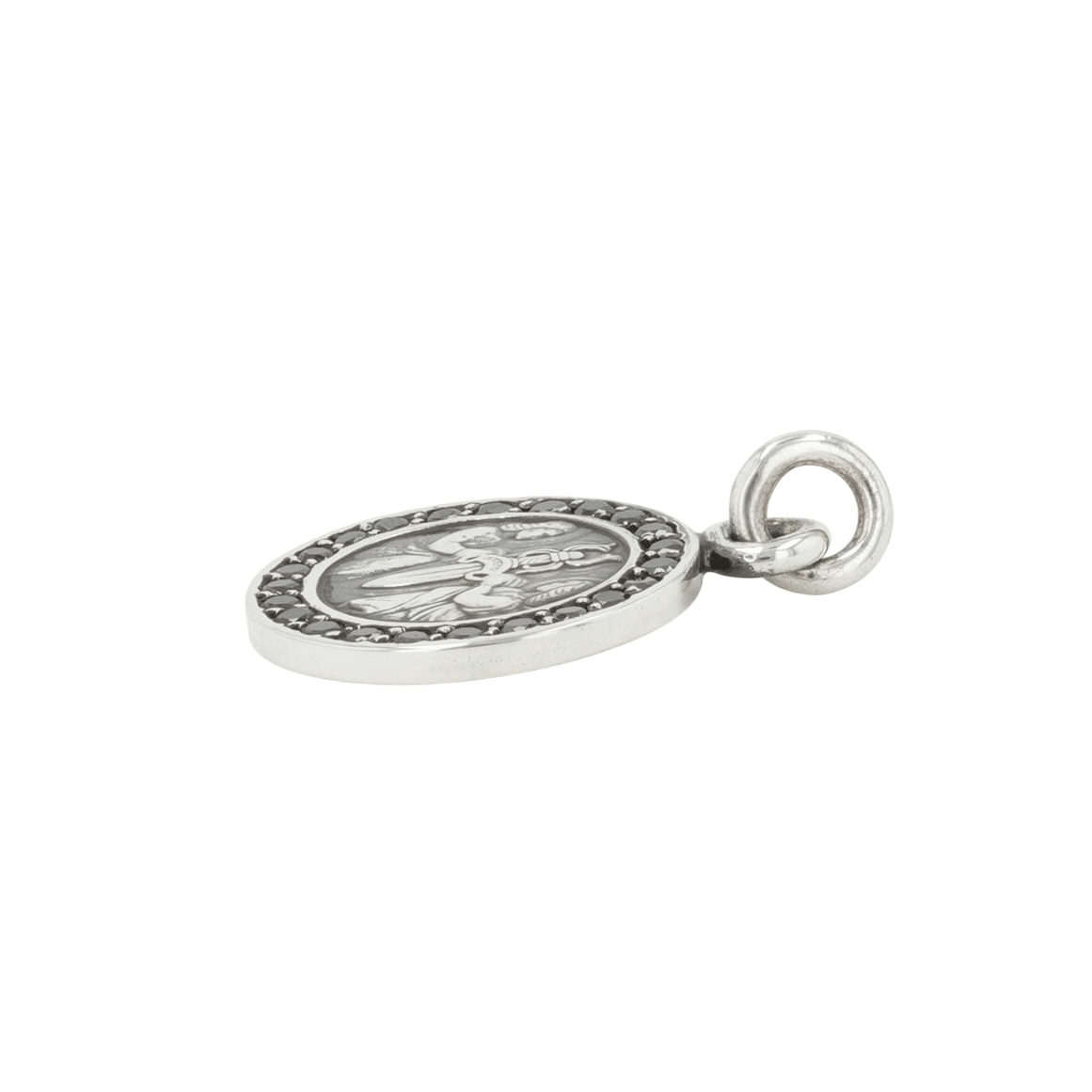 エンジェルメダル PAVE BK DIA ANGEL MEDAL 【シルバーネックレストップ チャーム パヴェ ブラックダイヤモンド】