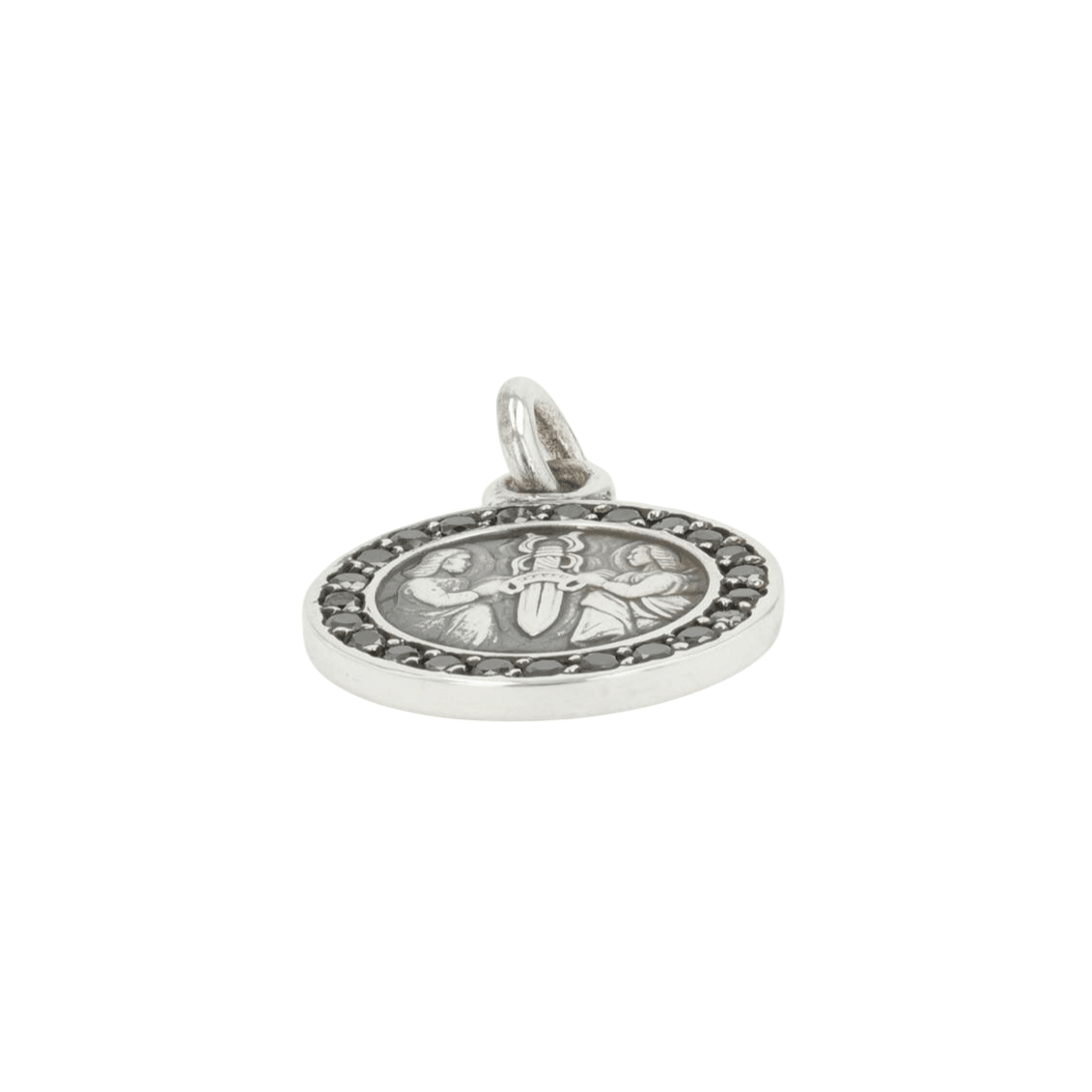 エンジェルメダル PAVE BK DIA ANGEL MEDAL 【シルバーネックレストップ チャーム パヴェ ブラックダイヤモンド】