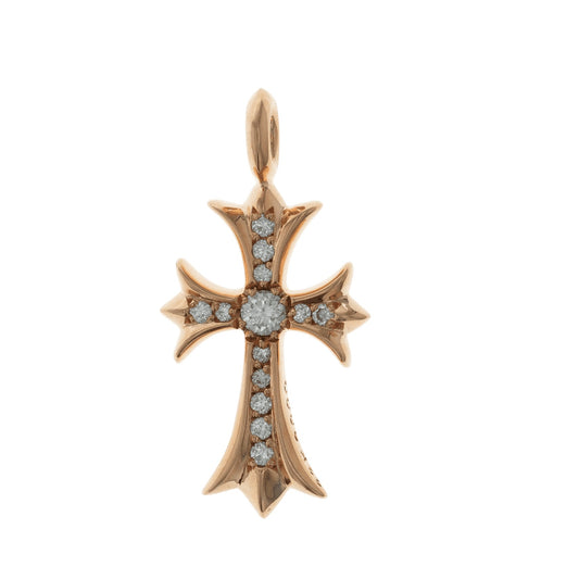 22K タイニーファットクロス PAVE DIA CRS F TINY 【ゴールドネックレストップ チャーム パヴェ ダイヤモンド】
