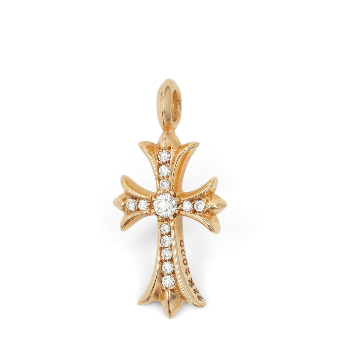 22K タイニーファットクロス PAVE DIA CRS F TINY 【ゴールドネックレストップ チャーム パヴェ ダイヤモンド】