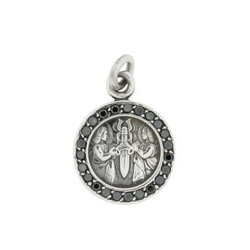 エンジェルメダル PAVE BK DIA ANGEL MEDAL 【シルバーネックレストップ チャーム パヴェ ブラックダイヤモンド】