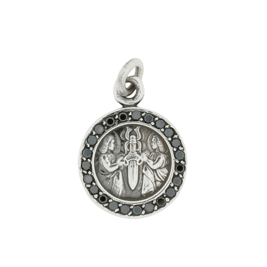 エンジェルメダル PAVE BK DIA ANGEL MEDAL 【シルバーネックレストップ チャーム パヴェ ブラックダイヤモンド】