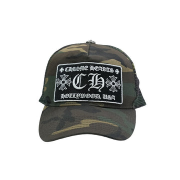 TRUCKER CAP トラッカーキャップ CHパッチクロスボール付迷彩メッシュ帽子