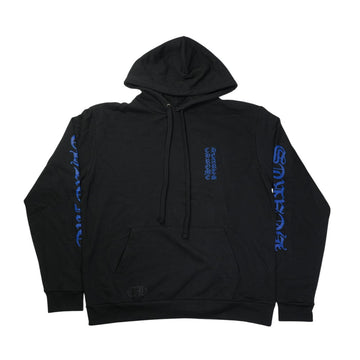 袖ロゴプリント 【パーカー】【ブラック×ブルー】【新品】 SIZE:S