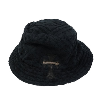 クロスパッチ付き スクロールラベル 【パイル地バケットハット/HAT】【ブラック】 SIZE:M