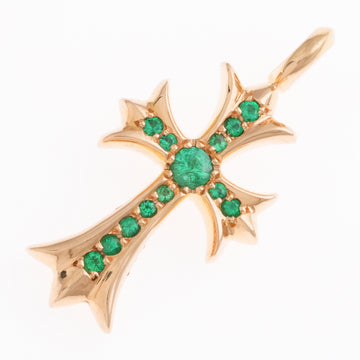 22K タイニーファットクロス PAVE EM CRS F TINY 【ゴールドネックレストップ チャーム パヴェ エメラルド】