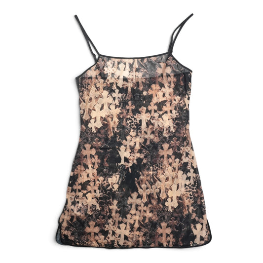 SHEER MESH BATEAU シアーセメタリークロス総柄プリント 【キャミソール】【ブラック】【新品】 SIZE:M