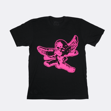 フォティフロントプリント 【Tシャツ】【ブラック×ピンク】【新品】 SIZE:M
