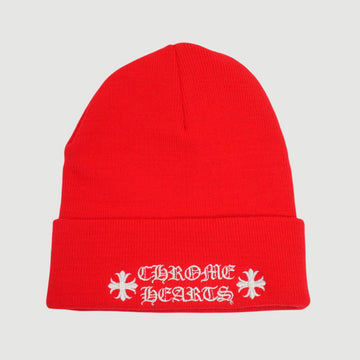 ロゴ刺繍 【ニット帽/ビーニー/WATCH CAP】【レッド】【新品】 SIZE:ONE