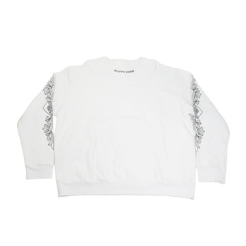 ラブユー LOVE YOU ネックロゴ袖フローラルプリント 【スウェット】【ホワイト】【新品】 SIZE:L