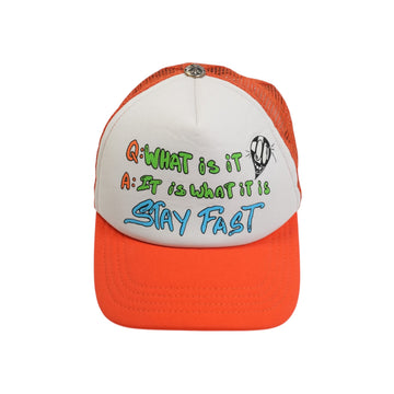 PPO STAY FAST プリント 【トラッカーキャップ/TRUCKER CAP】【オレンジ】 SIZE:ONE