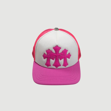3クロスパッチ 【トラッカーキャップ/TRUCKER CAP】【ピンク×ホワイト】 SIZE:ONE