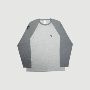 クロスパッチ付き 【ラグランスリーブシルクカットソー】【グレー】【新品】 SIZE:L