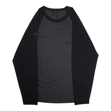 クロスパッチ付き 【ラグランスリーブシルクカットソー】【ブラック】【新品】 SIZE:M
