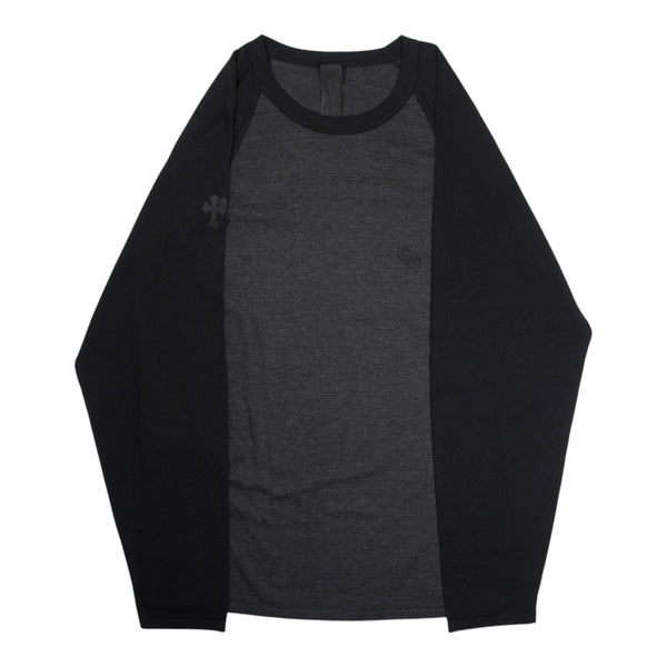 クロスパッチ付き 【ラグランスリーブシルクカットソー】【ブラック】【新品】 SIZE:M