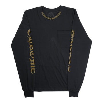 英字袖プリント 【カットソー】【ブラック×ブラウン】 SIZE:S