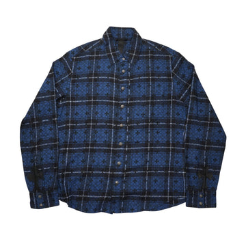 ルーズエンド LOOSE END 総柄CHプラス 【袖クロスパッチ付チェックシャツ】【ブルー】 SIZE:M