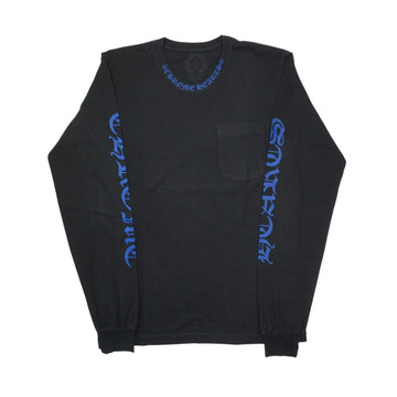 ネックロゴプリント 【カットソー】【ブラック×ブルー】 SIZE:M