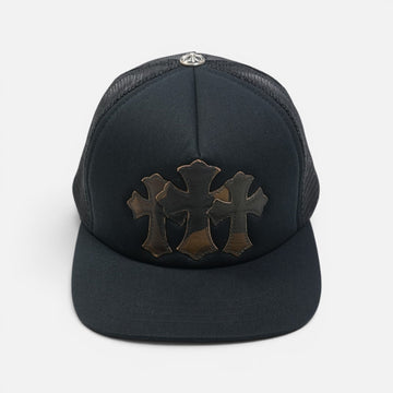 3クロスパッチカモフラ 【トラッカーキャップ/TRUCKER CAP】【ブラック×カモフラ】【新品】 SIZE:ONE