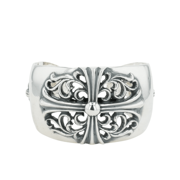 フローラルクロス ワイドカフ FLORAL CROSS WIDE CUFF 【シルバーバングル ブレスレット】