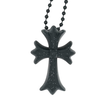 ラバースモールCHクロス RUBBER SML CH CROSS 【シリコンネックレストップ ペンダント】ブラック×ラメ　50㎝