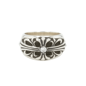 FLORAL CROSS 1P DIA FLORAL CROSS [Silver Ring Diamond] Size 16