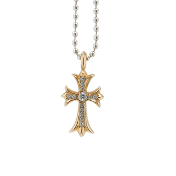 22K タイニーファットクロス PAVE DIA CRS F TINY 【ゴールドネックレストップ チャーム パヴェ ダイヤモンド】