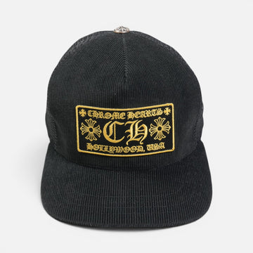 CH刺繍クロスパッチ付き 【コーデュロイキャップ/CAP】【ブラック】 SIZE:ONE