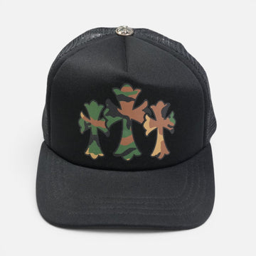 カモフラクロスプリント 【トラッカーキャップ/TRUCKER CAP】【ブラック×カモフラ】 SIZE:ONE