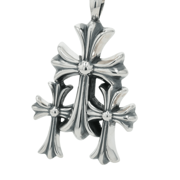 Small Triple CH Cross SML 3CH CROSS [Silver Necklace Top Pendant] Includes Invoice